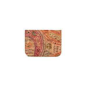 Natural cork card holder wallet with mandalas 