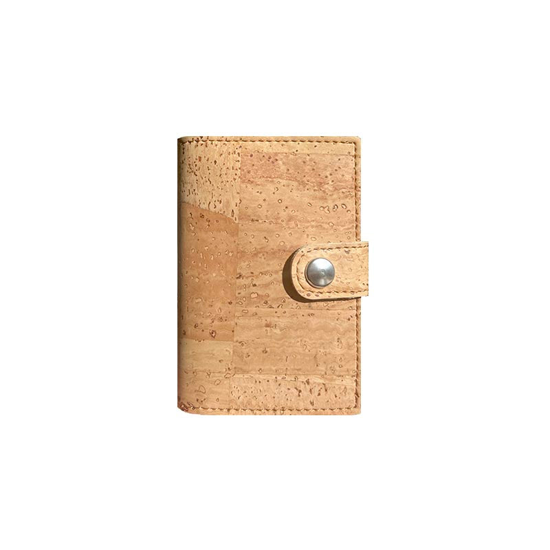 Natural cork pop up card holder wallet with RFID protection
