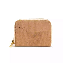 Load image into Gallery viewer, Small Cork Zipper Wallet for Women - Natural cork, front view