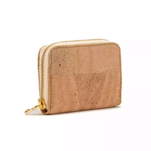 Load image into Gallery viewer, Small Cork Zipper Wallet for Women - Natural cork, side view