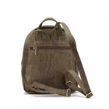 Load image into Gallery viewer, Natural Cork Backpack with Laser-Cut Front Pocket, back view with zipper pocket and adjustable straps detail