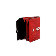 Load image into Gallery viewer, Small vegan red cork purse with vintage style lock, open view