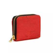 Load image into Gallery viewer, Small Cork Zipper Wallet for Women - red cork, side view