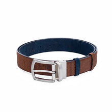Load image into Gallery viewer, Reversible cork belt in brown or blue cork showing the brown side