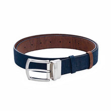 Load image into Gallery viewer, Reversible cork belt in brown or blue cork showing the blue side
