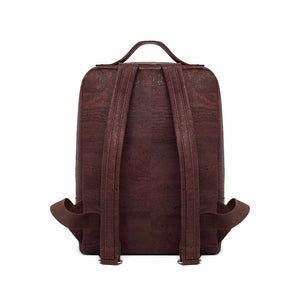Brown cork leather laptop backpack for men, back view