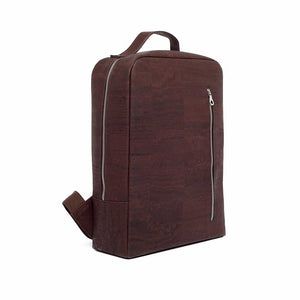 Brown cork leather laptop backpack for men, side view