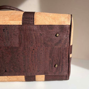 Cork travel duffel bag bottom detail