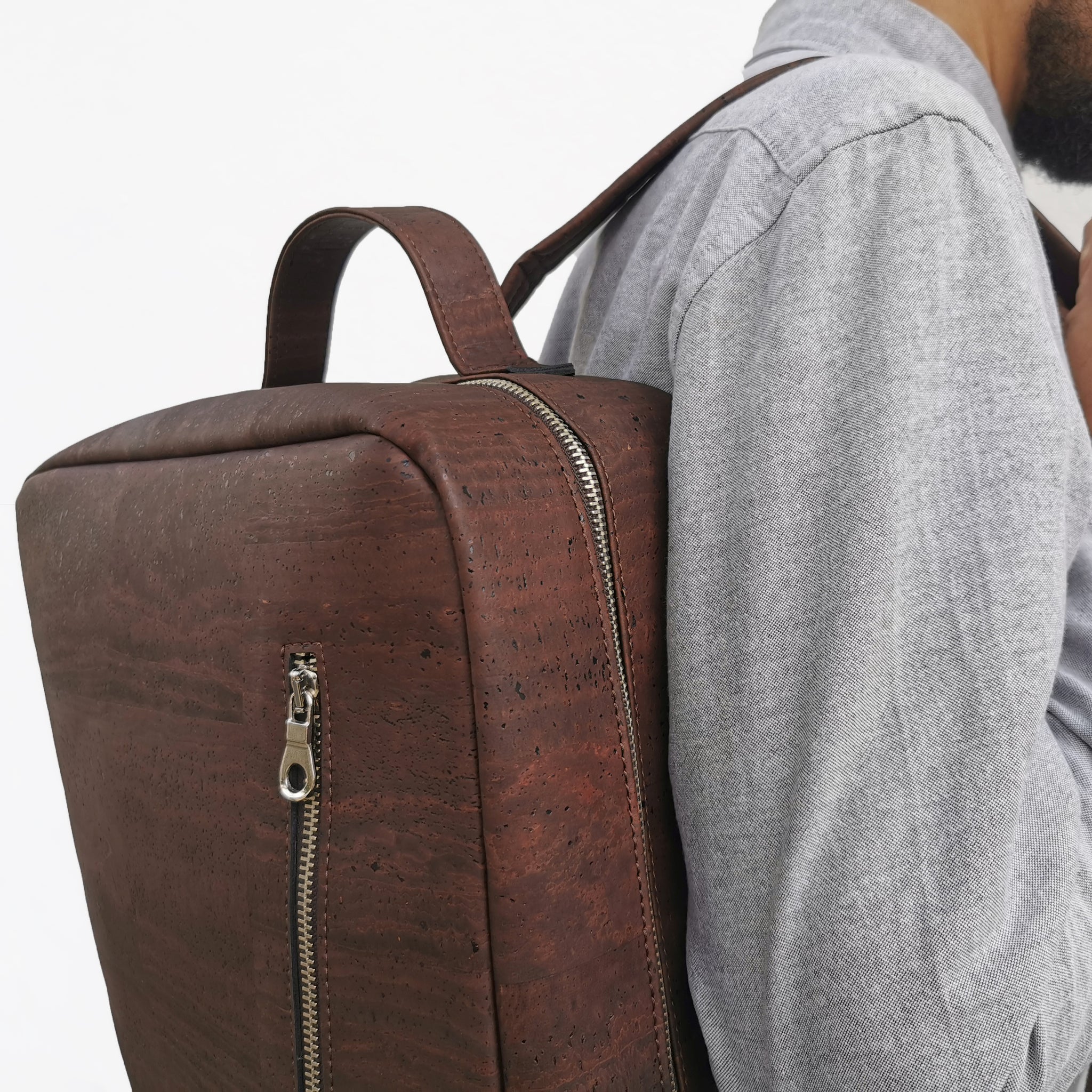Vegan Laptop Backpack For Men - Premium Cork - Black