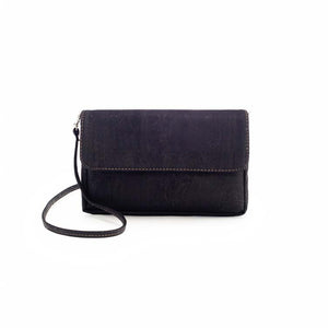 Black cork clutch crossbody bag