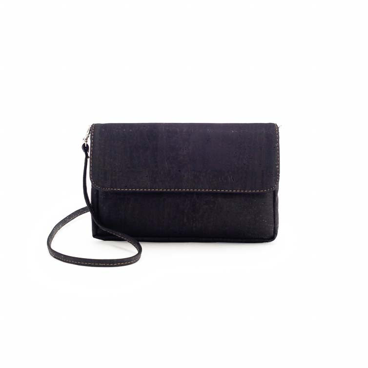 Black cork clutch crossbody bag