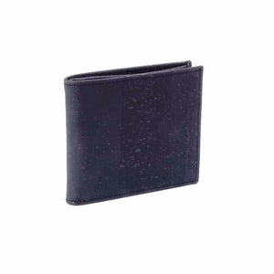 Black cork leather bifold wallet for men