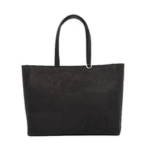 Load image into Gallery viewer, Black cork tote handbag, front view