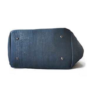 blue cork hobo bag, bottom view
