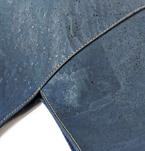 Blue cork hobo bag front detail