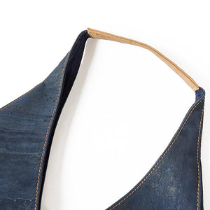 Blue cork hobo bag - shoulder strap in natural cork