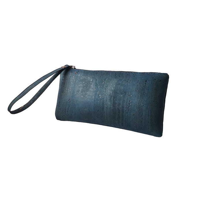Blue cork wrist wallet for women