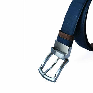 reversible cork belt for men - blue side