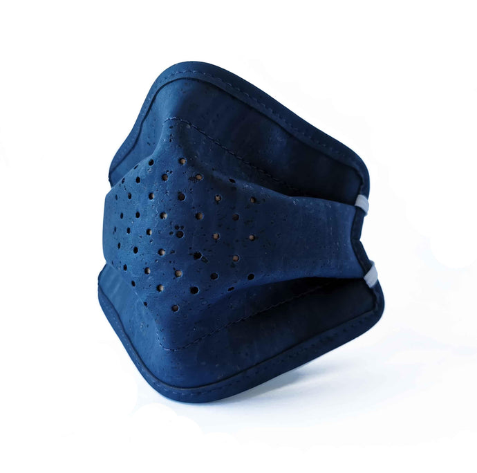 blue-tinted cork face mask