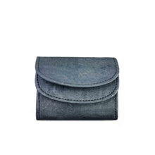 Load image into Gallery viewer, Blue-tinted cork fabric mini wallet with silver tones