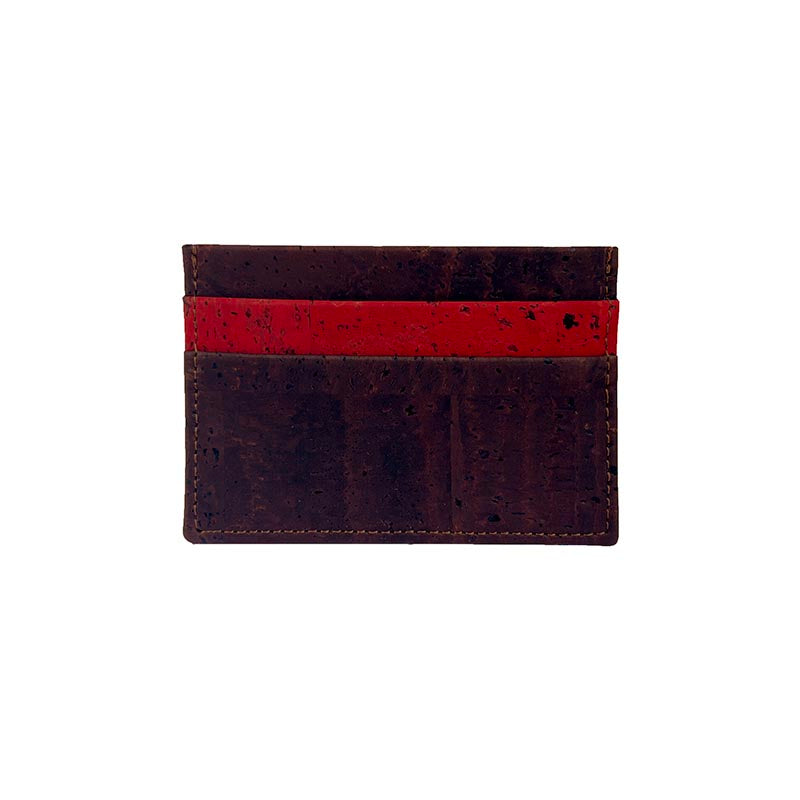 brown and red cork card holder
