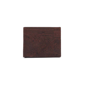 brown cork card wallet for men, front view