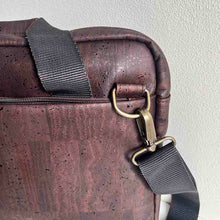Load image into Gallery viewer, Brown cork laptop bag, hardware detail close-up