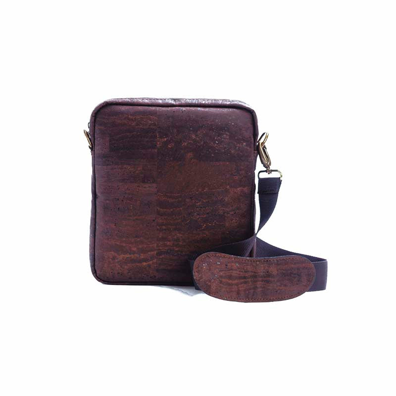 Brown cork crossbody bag for men