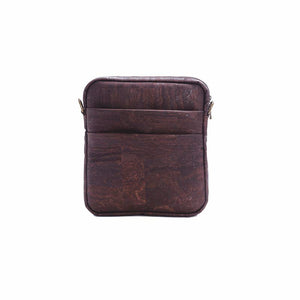 Brown cork crossbody bag for men, frontal compartments