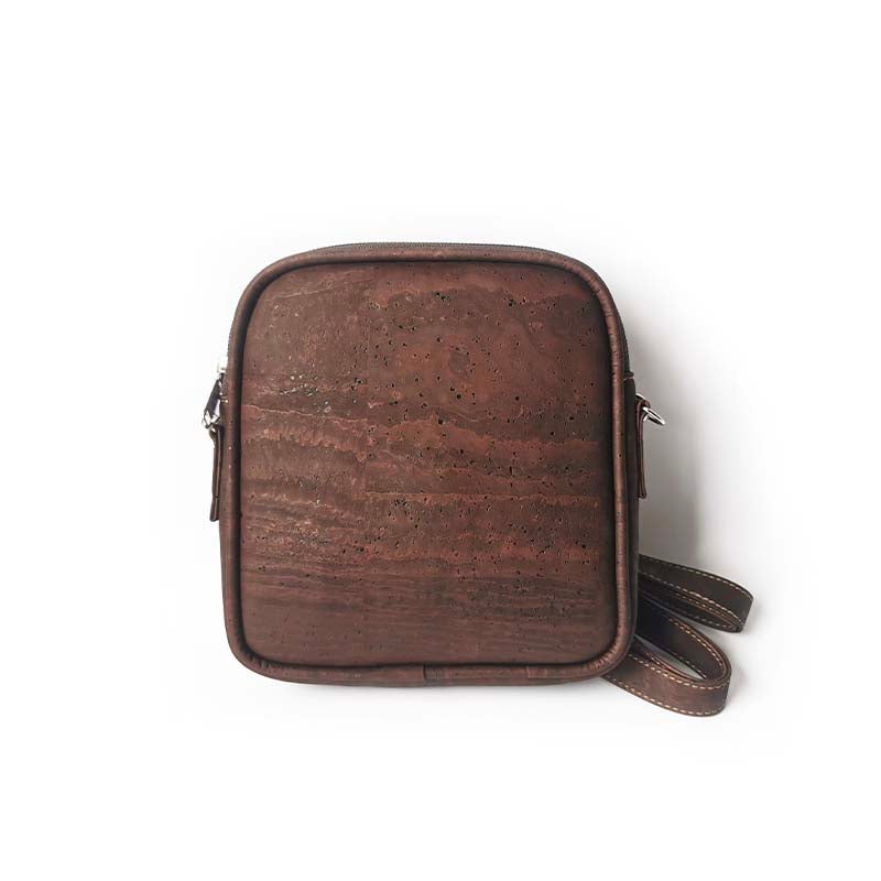 Small brown cork crossbody purse for woman