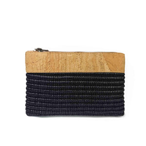 Cork and black eco-friendly fabric purse with zipper
