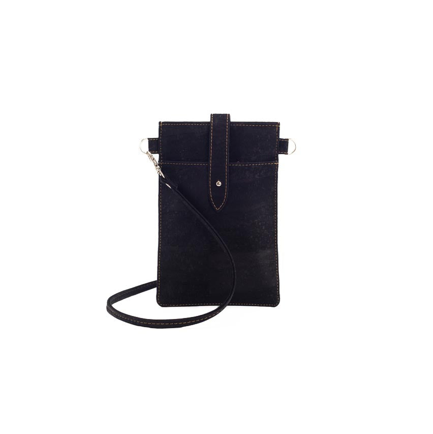 Mini black cork phone crossbody bag