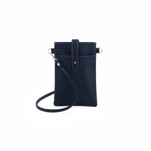 Mini navy blue cork phone crossbody bag