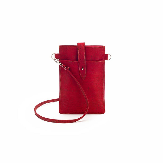 Mini red cork phone crossbody bag
