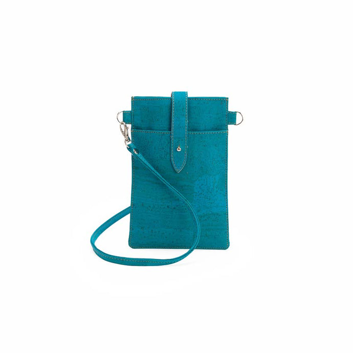 Mini turquoise cork phone crossbody bag