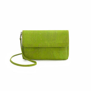 Green cork clutch crossbody bag