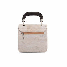 Load image into Gallery viewer, Grey and Black Mini Cork Handbag with Top Handle and Crossbody Strap Back View