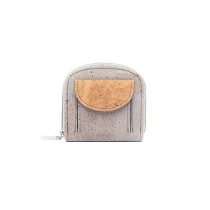 Grey and natural cork wallet for women with coin pocket