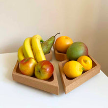 Load image into Gallery viewer, Decorative cork bowl divided in two with fruits