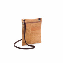Load image into Gallery viewer, Minimalist natural cork crossbody bag side view