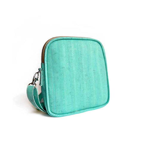 Mint green cork crossbody purse for woman
