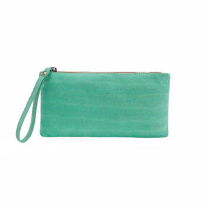 Mint green cork wrist wallet for women