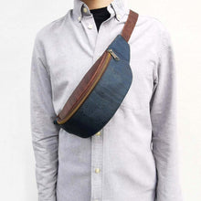 Load image into Gallery viewer, Model wearing a cork leather waist bag / fanny pack
