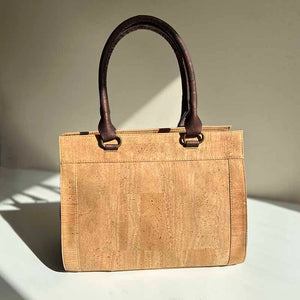 Cork Handbag with Traditional Portuguese Tiles - Natural and Brown