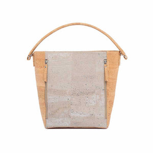 Natural and grey cork tote handbag