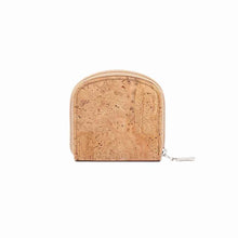 Load image into Gallery viewer, natural and white cork wallet for women with coin pocket back view