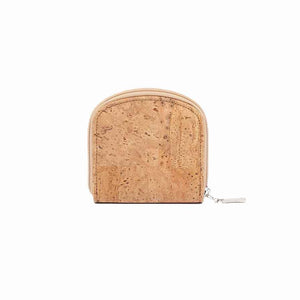 natural and white cork wallet for women with coin pocket back view