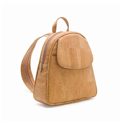 Natural cork convertible backpack, side view