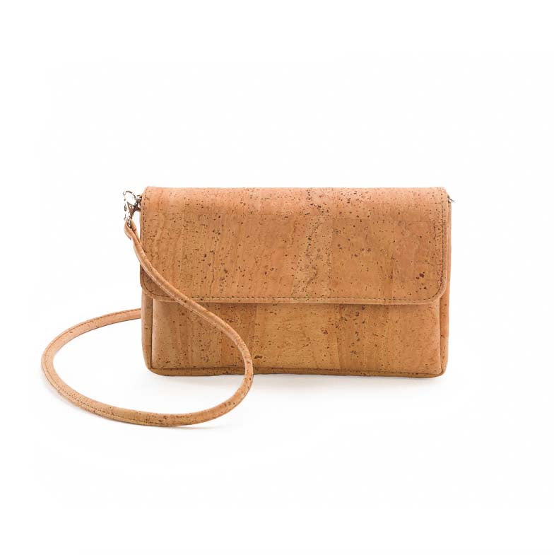 Natural cork clutch crossbody bag