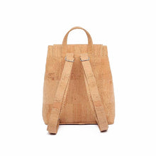 Load image into Gallery viewer, natural cork drawstring backpack with folding top back view
